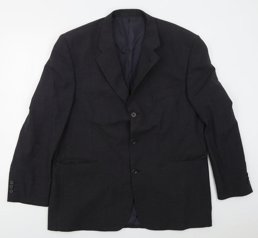 Label Mens Grey  Wool Jacket Suit Jacket Size 46
