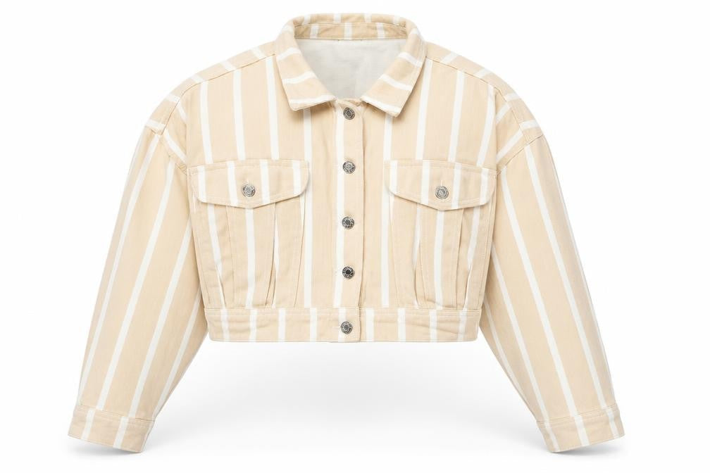Missguided Womens Beige Striped  Jacket Coat Size 8  Button