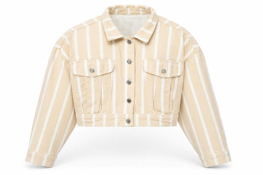 Missguided Womens Beige Striped  Jacket Coat Size 8  Button