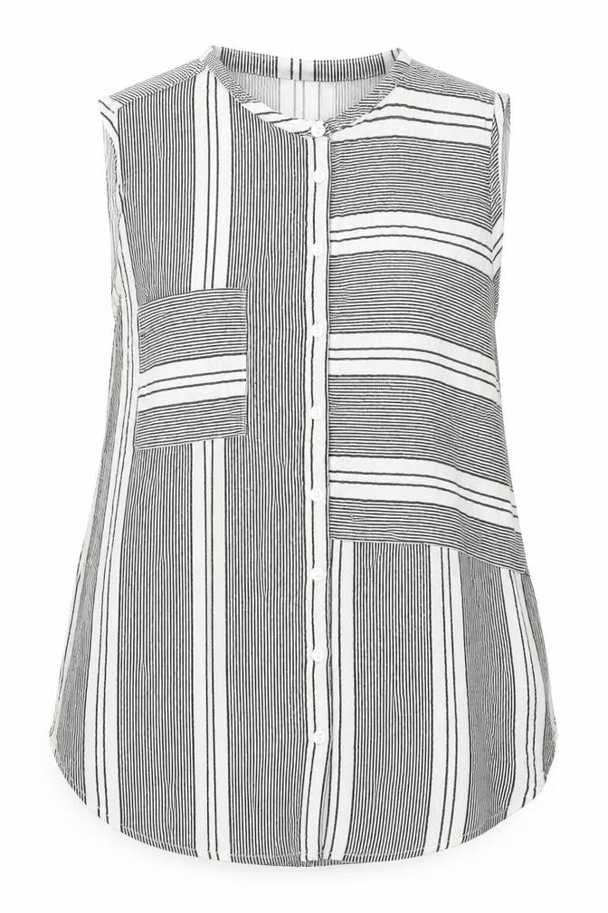 Atmosphere Womens Black Striped Viscose Basic Button-Up Size 16 Roll Neck
