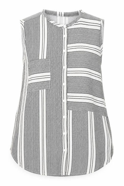 Atmosphere Womens Black Striped Viscose Basic Button-Up Size 16 Roll Neck