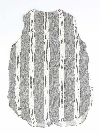 Atmosphere Womens Black Striped Viscose Basic Button-Up Size 16 Roll Neck