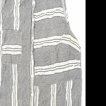 Atmosphere Womens Black Striped Viscose Basic Button-Up Size 16 Roll Neck