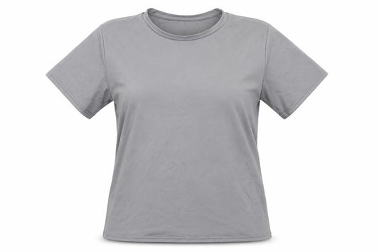 Womens Grey  Polyamide Basic T-Shirt Size XL Scoop Neck Pullover