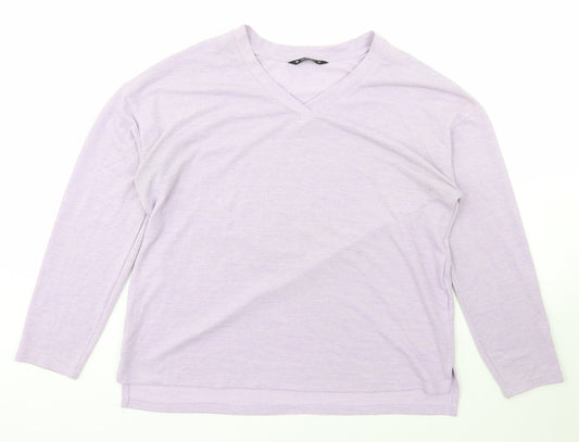 Dunnes Stores Womens Purple V-Neck  Polyester Pullover Jumper Size M