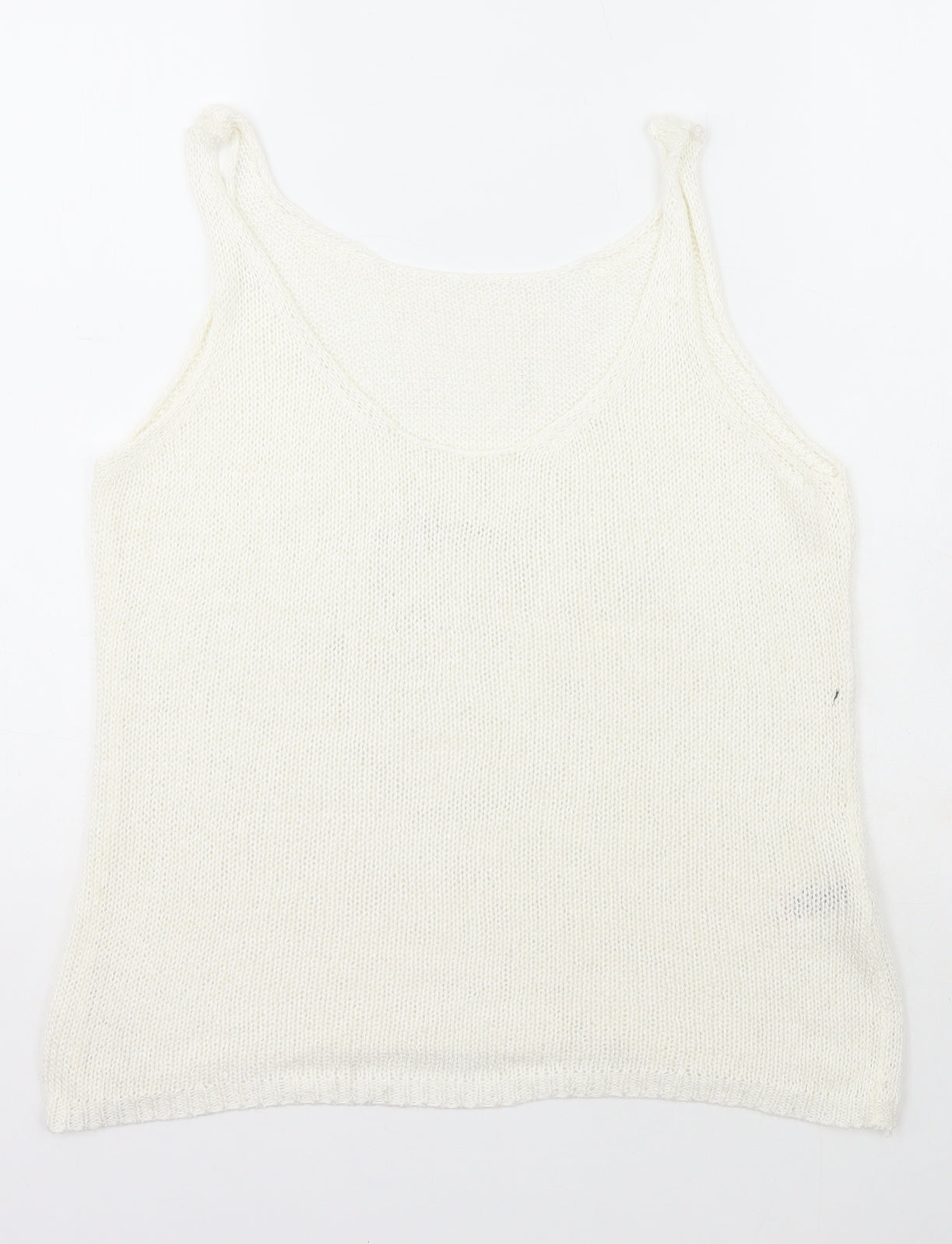 NEXT Womens Ivory  Polyester Basic T-Shirt Size 12 Scoop Neck
