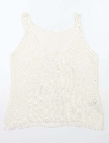 Next Womens Ivory  Polyester Basic T-Shirt Size 12 Scoop Neck