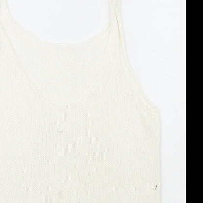 Next Womens Ivory  Polyester Basic T-Shirt Size 12 Scoop Neck