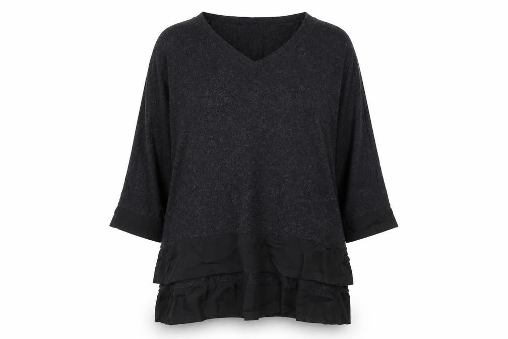 POMODORO Womens Grey V-Neck  Viscose Pullover Jumper Size 12