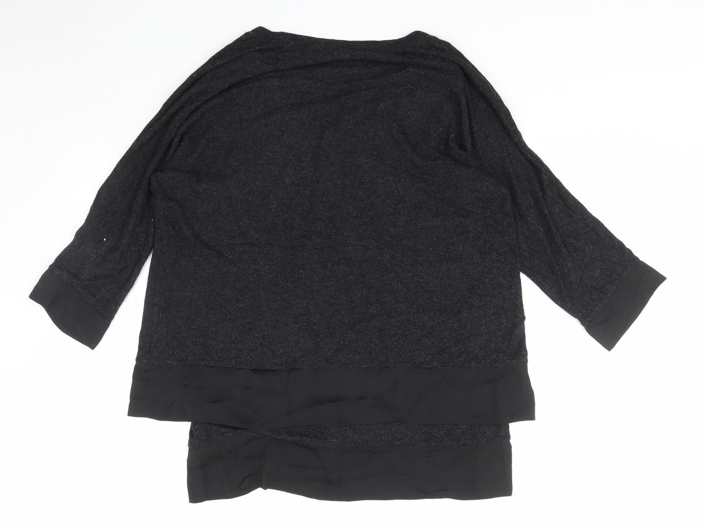 POMODORO Womens Grey V-Neck  Viscose Pullover Jumper Size 12
