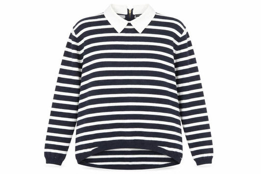 Atmosphere Womens Blue Collared Striped Viscose Pullover Jumper Size 12