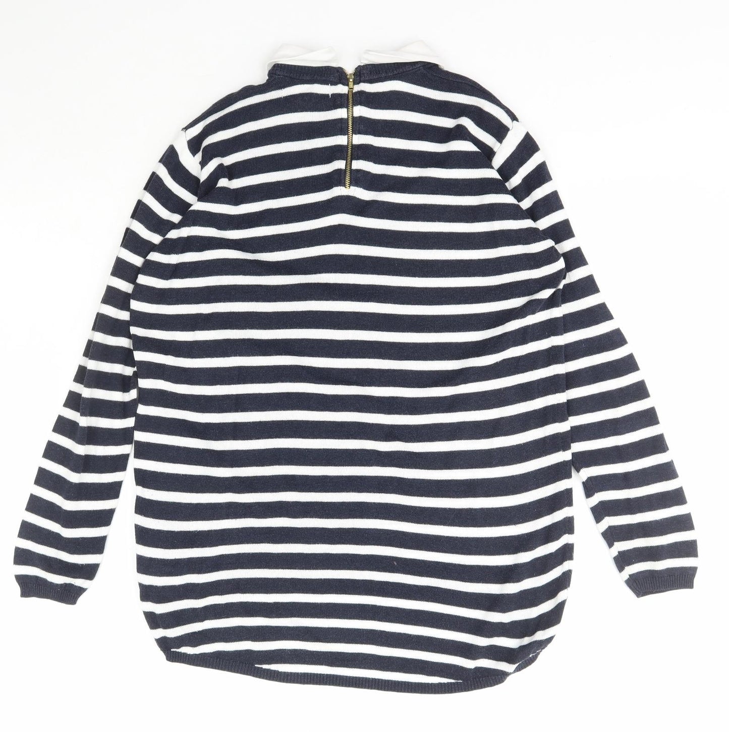 Atmosphere Womens Blue Collared Striped Viscose Pullover Jumper Size 12