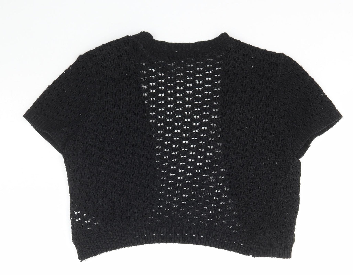 New Look Womens Black Scoop Neck  Acrylic Cardigan Jumper Size 14