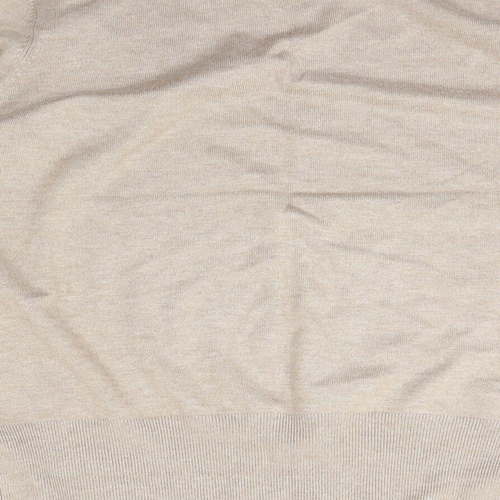Preworn Womens Beige V-Neck  Cotton Pullover Jumper Size M