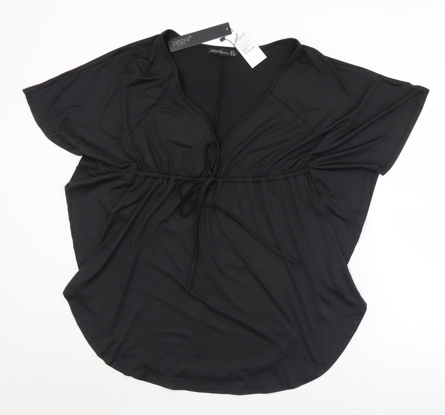 Zanzea Womens Black  Polyester Basic Blouse Size 10 V-Neck