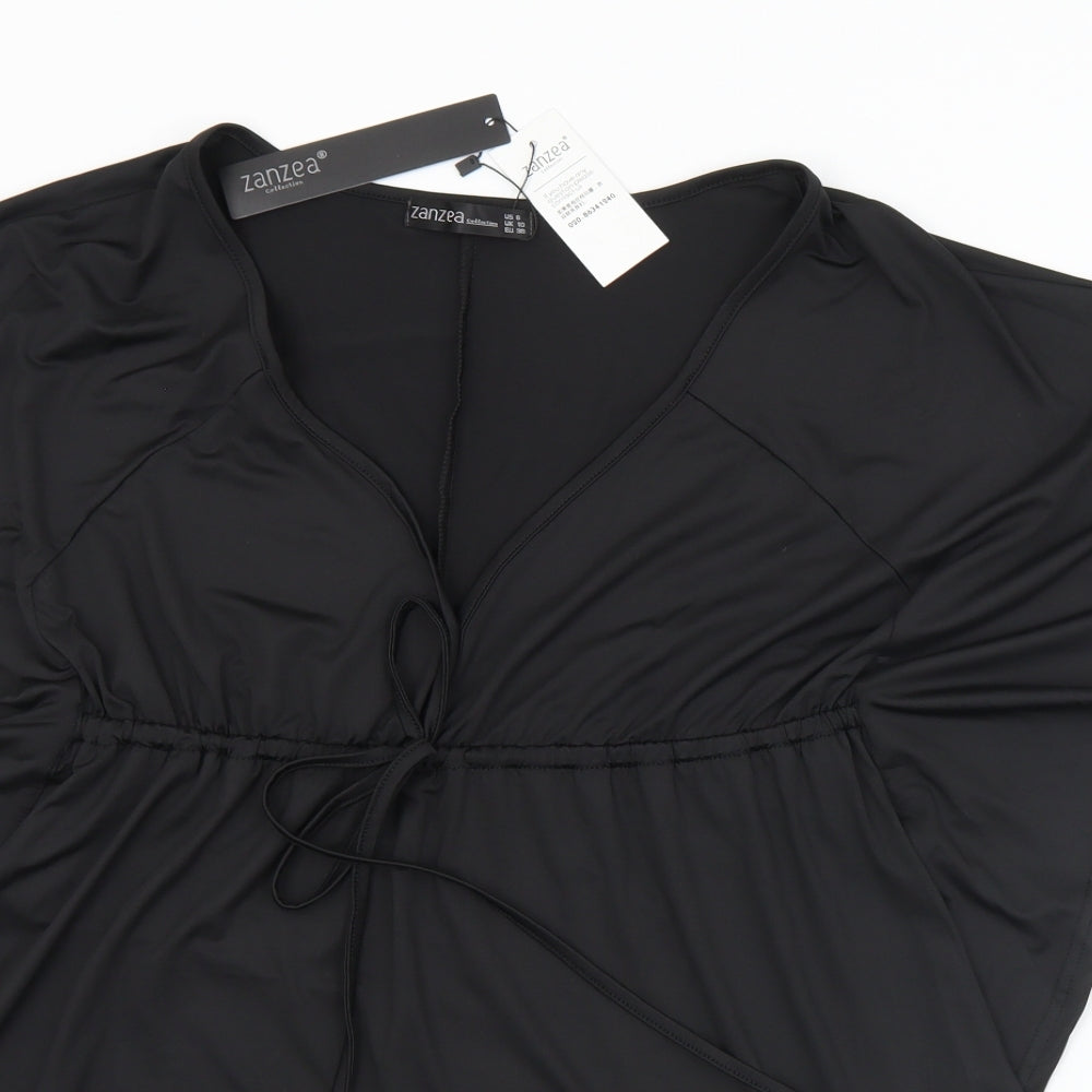 Zanzea Womens Black  Polyester Basic Blouse Size 10 V-Neck