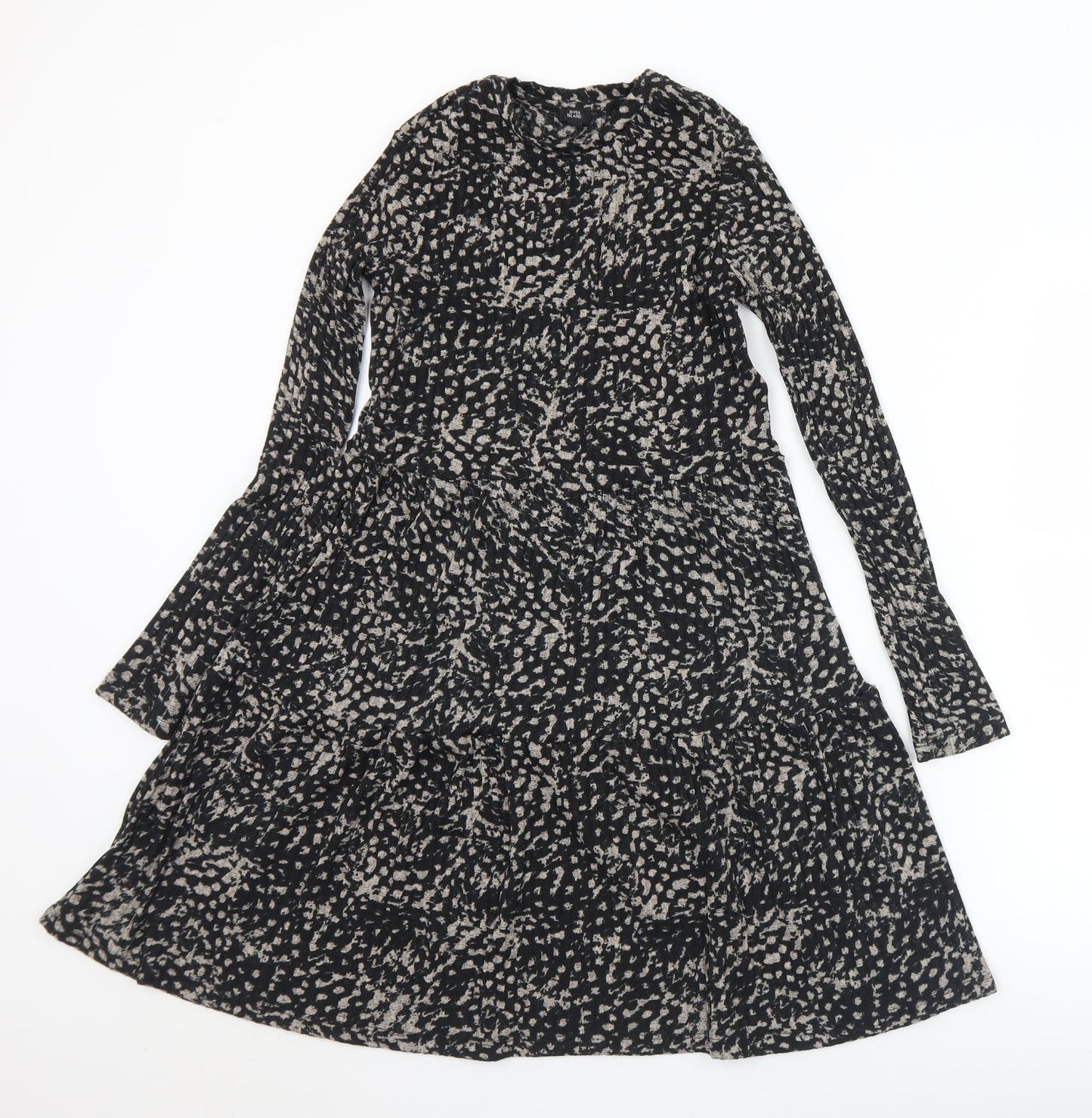 River Island Womens Black Geometric Polyester Fit & Flare  Size 6  Round Neck