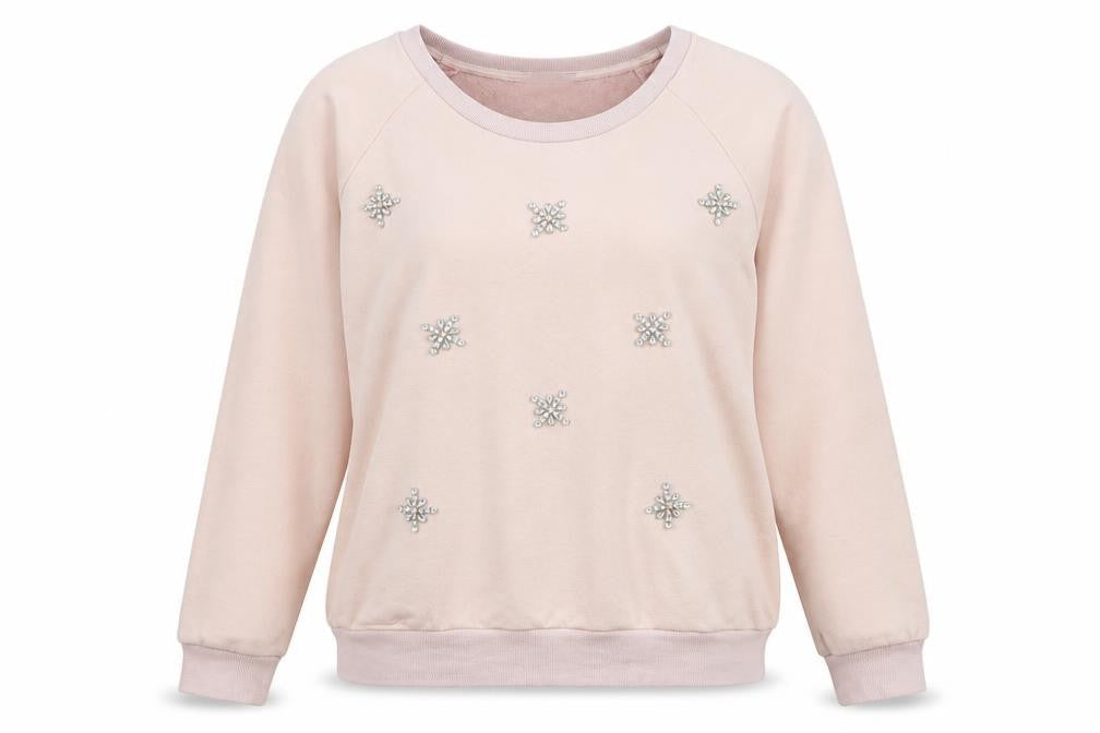 Molly Bracken Womens Pink  Cotton Pullover Sweatshirt Size XL