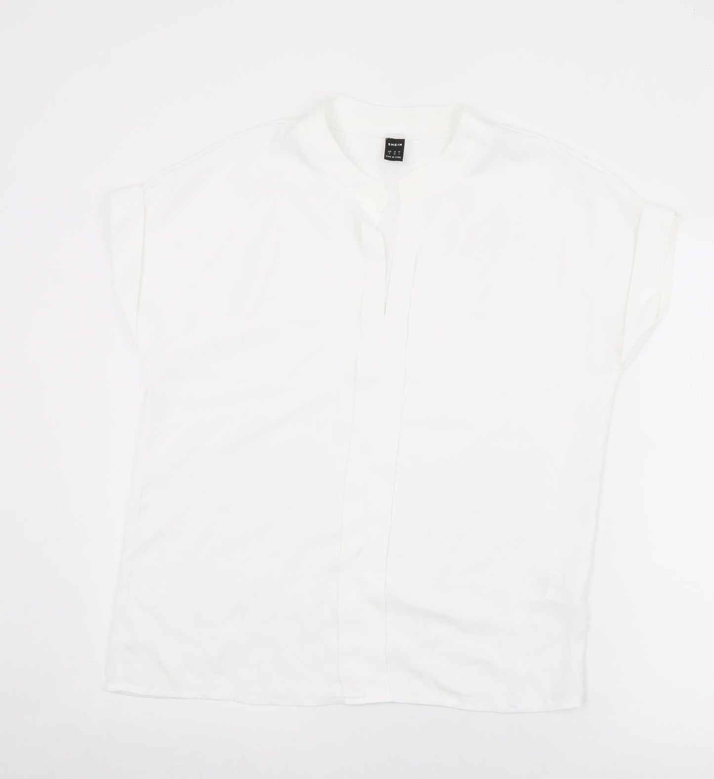 SheIn Womens White  Polyester Basic Blouse Size S Round Neck