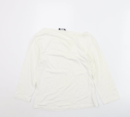 Patrick Bernard Womens White  Viscose Basic T-Shirt Size S V-Neck