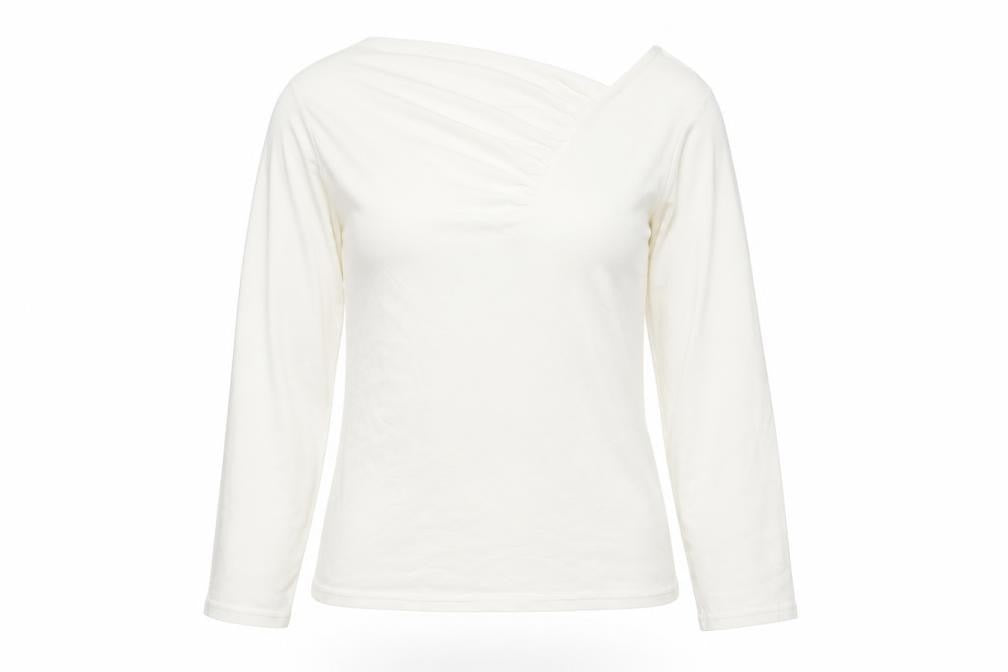 Patrick Bernard Womens White  Viscose Basic T-Shirt Size S V-Neck