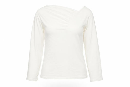 Patrick Bernard Womens White  Viscose Basic T-Shirt Size S V-Neck
