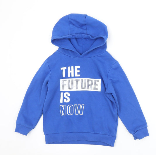 Dunnes Stores Boys Blue  Cotton Pullover Hoodie Size 5 Years   - The Future is Now