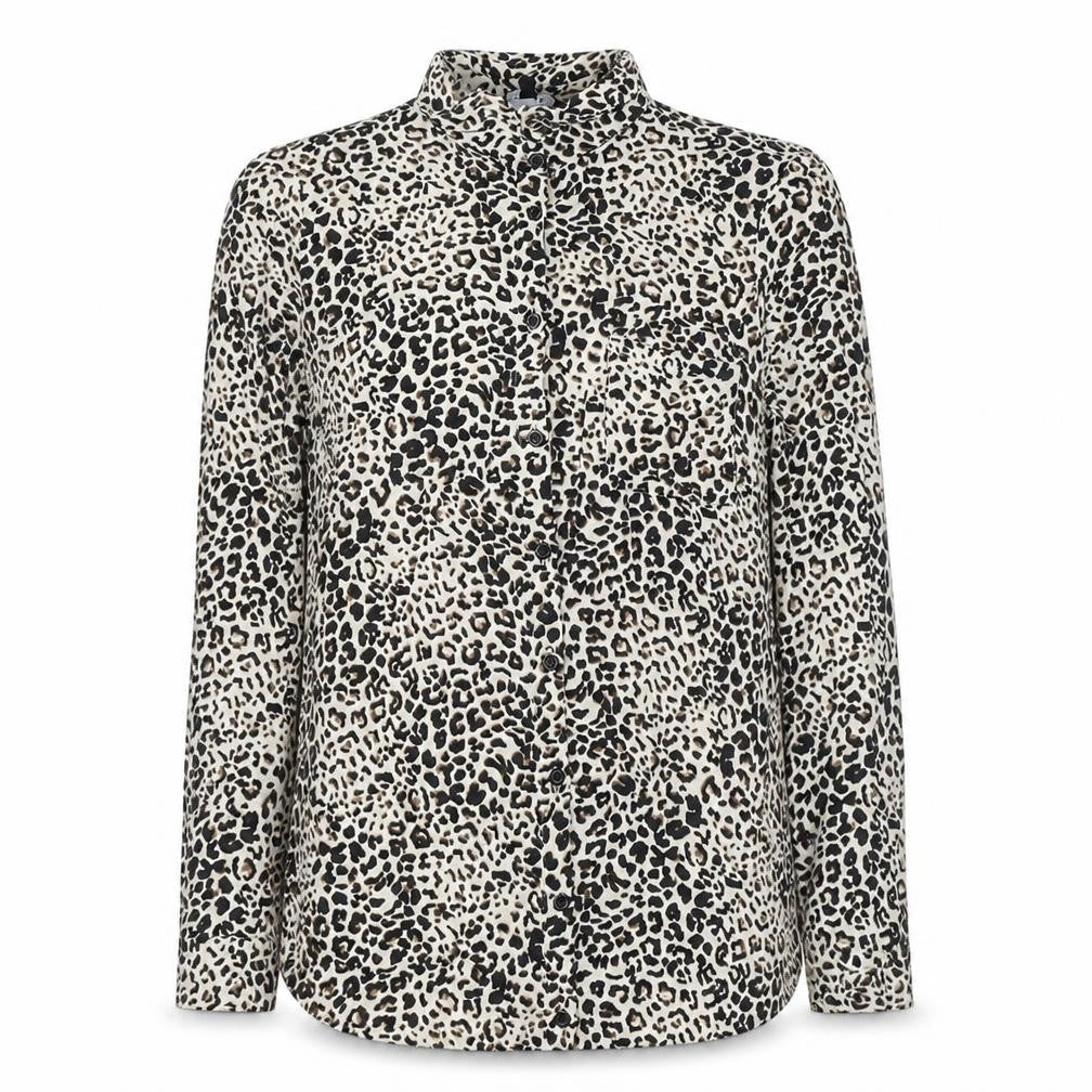 New Look Womens Beige Animal Print Viscose Basic Button-Up Size 10 Collared