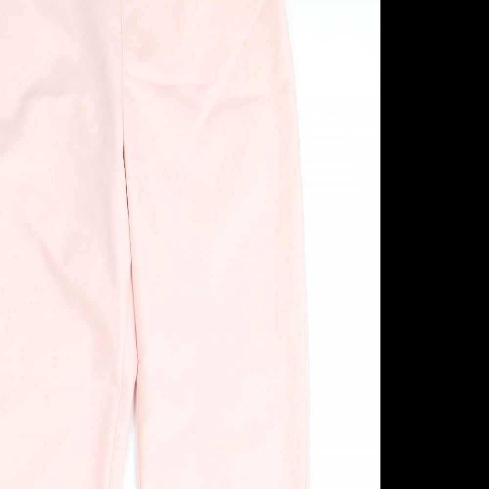 Stradivarius Womens Pink  Polyester Cropped Trousers Size 12 L25 in Regular Button