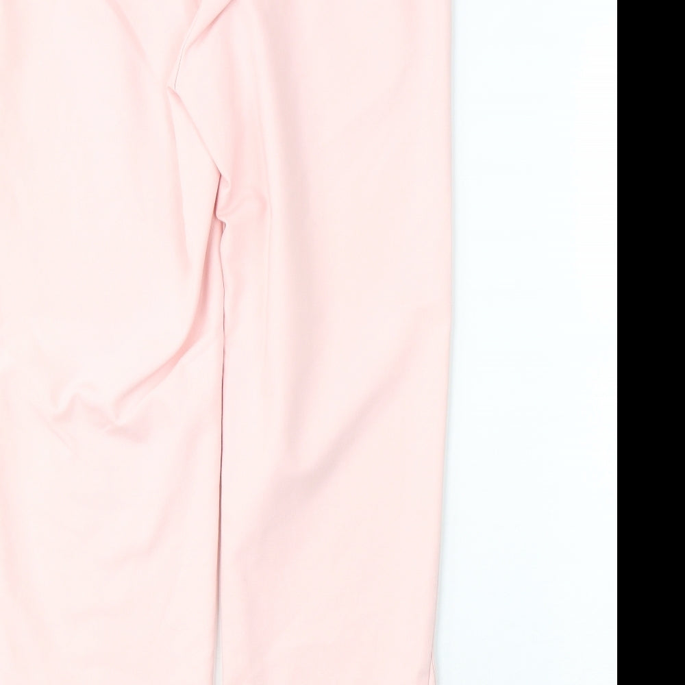 Stradivarius Womens Pink  Polyester Cropped Trousers Size 12 L25 in Regular Button