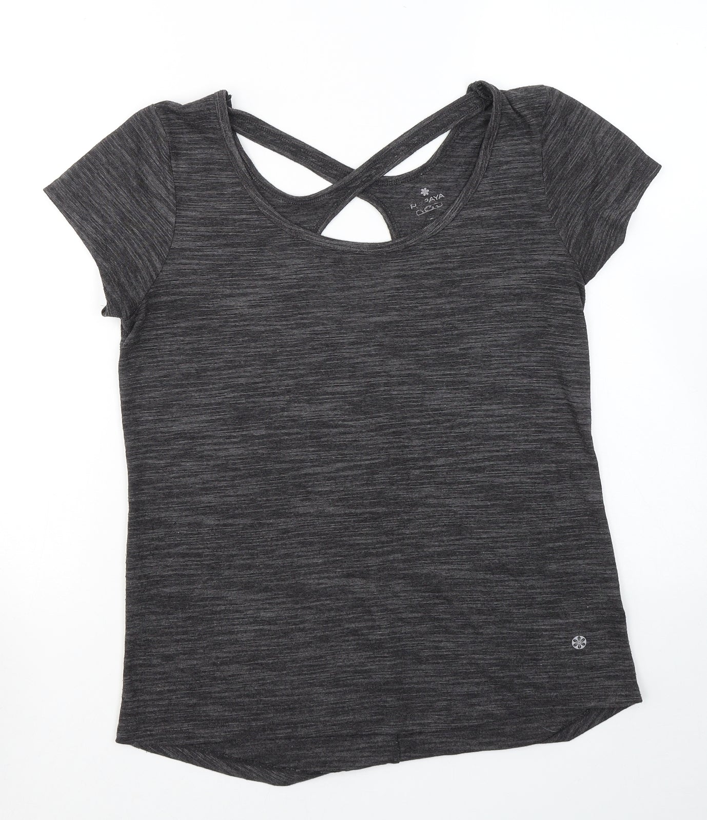 Papaya Womens Grey  Cotton Basic T-Shirt Size S Round Neck