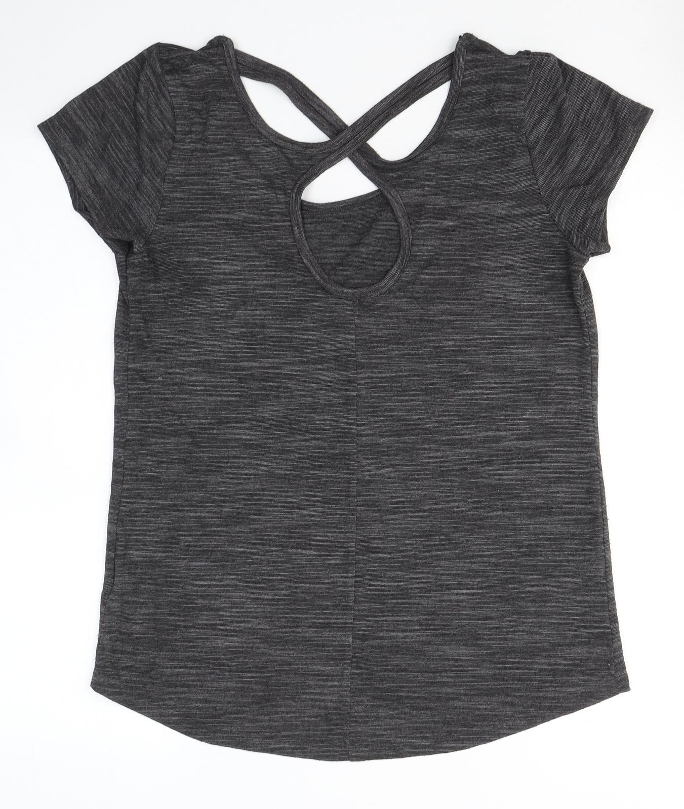 Papaya Womens Grey  Cotton Basic T-Shirt Size S Round Neck