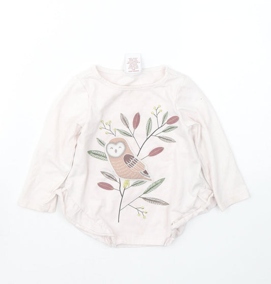 Maggie & Zoe Girls Pink  Cotton Pullover Casual Size 12 Months Round Neck Pullover - Bird