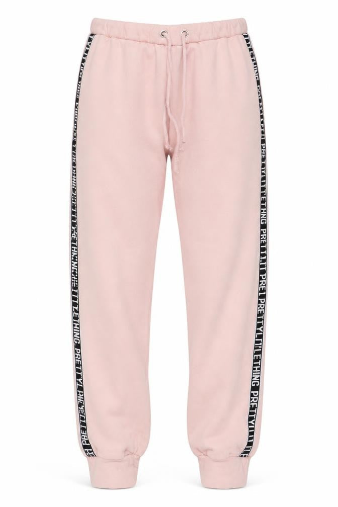 PRETTYLITTLETHING Womens Pink  Cotton Sweatpants Trousers Size 8 L23 in Regular Tie