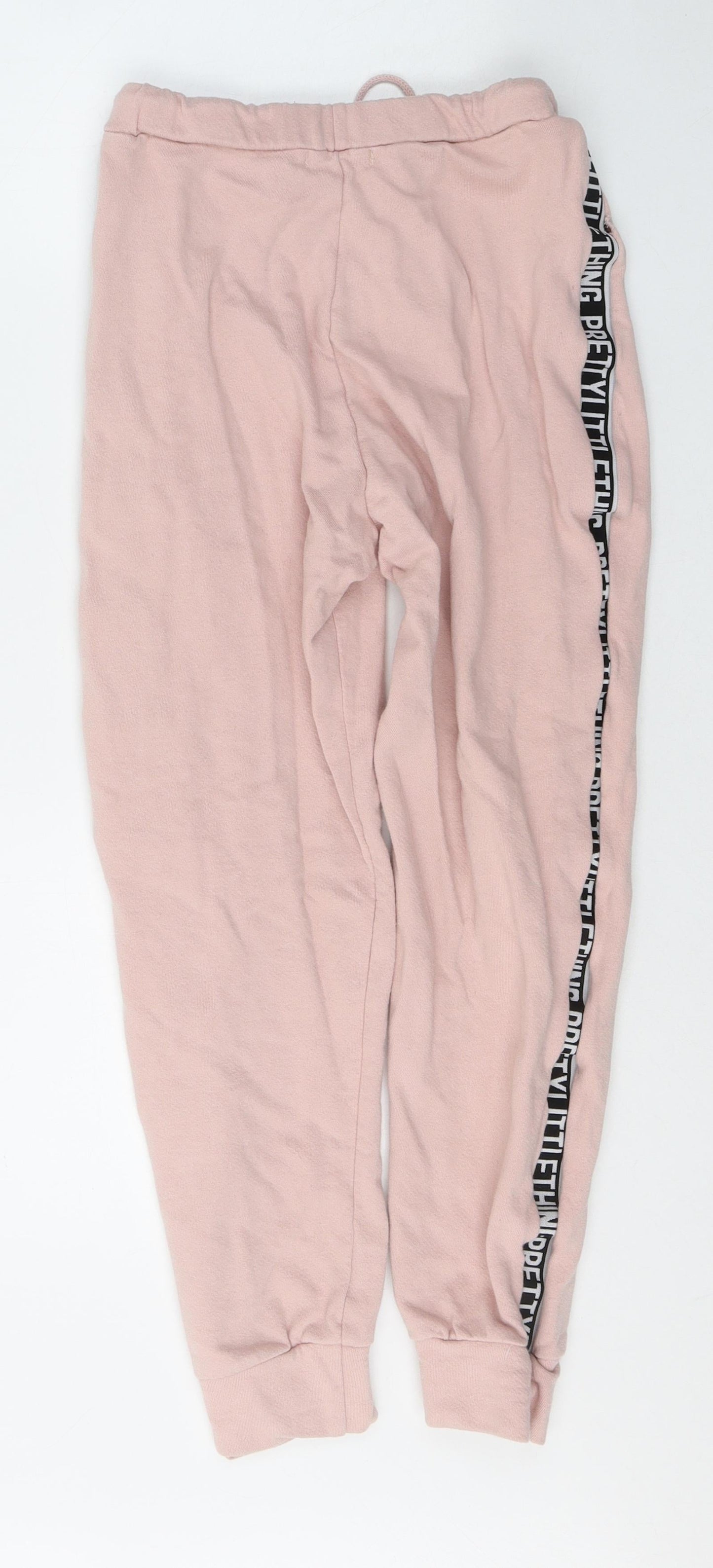 PRETTYLITTLETHING Womens Pink  Cotton Sweatpants Trousers Size 8 L23 in Regular Tie