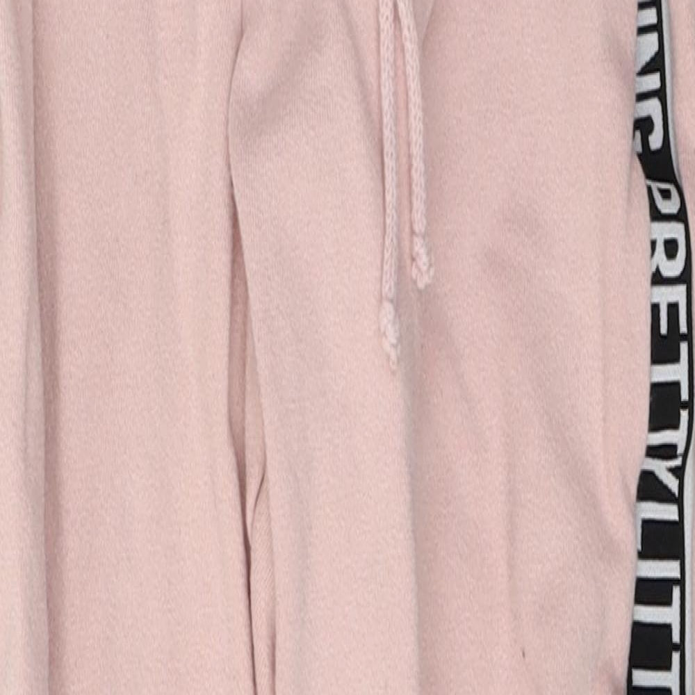 PRETTYLITTLETHING Womens Pink  Cotton Sweatpants Trousers Size 8 L23 in Regular Tie