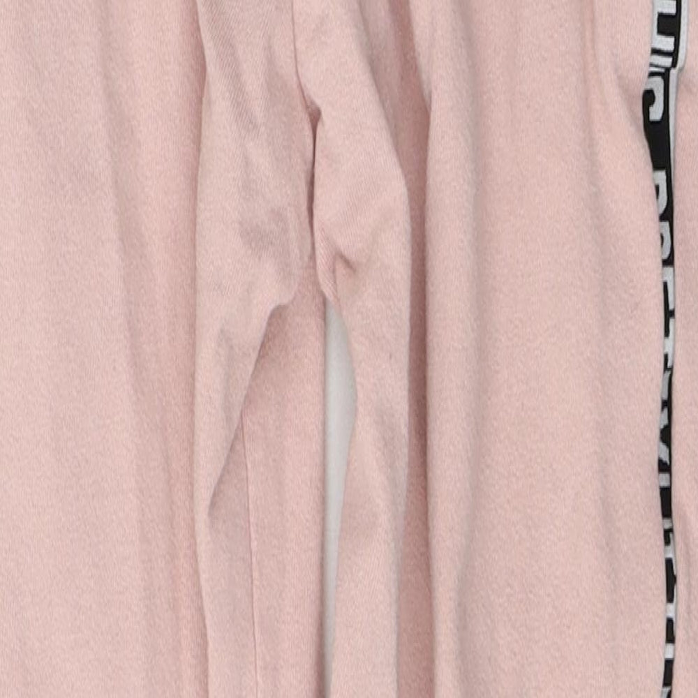 PRETTYLITTLETHING Womens Pink  Cotton Sweatpants Trousers Size 8 L23 in Regular Tie