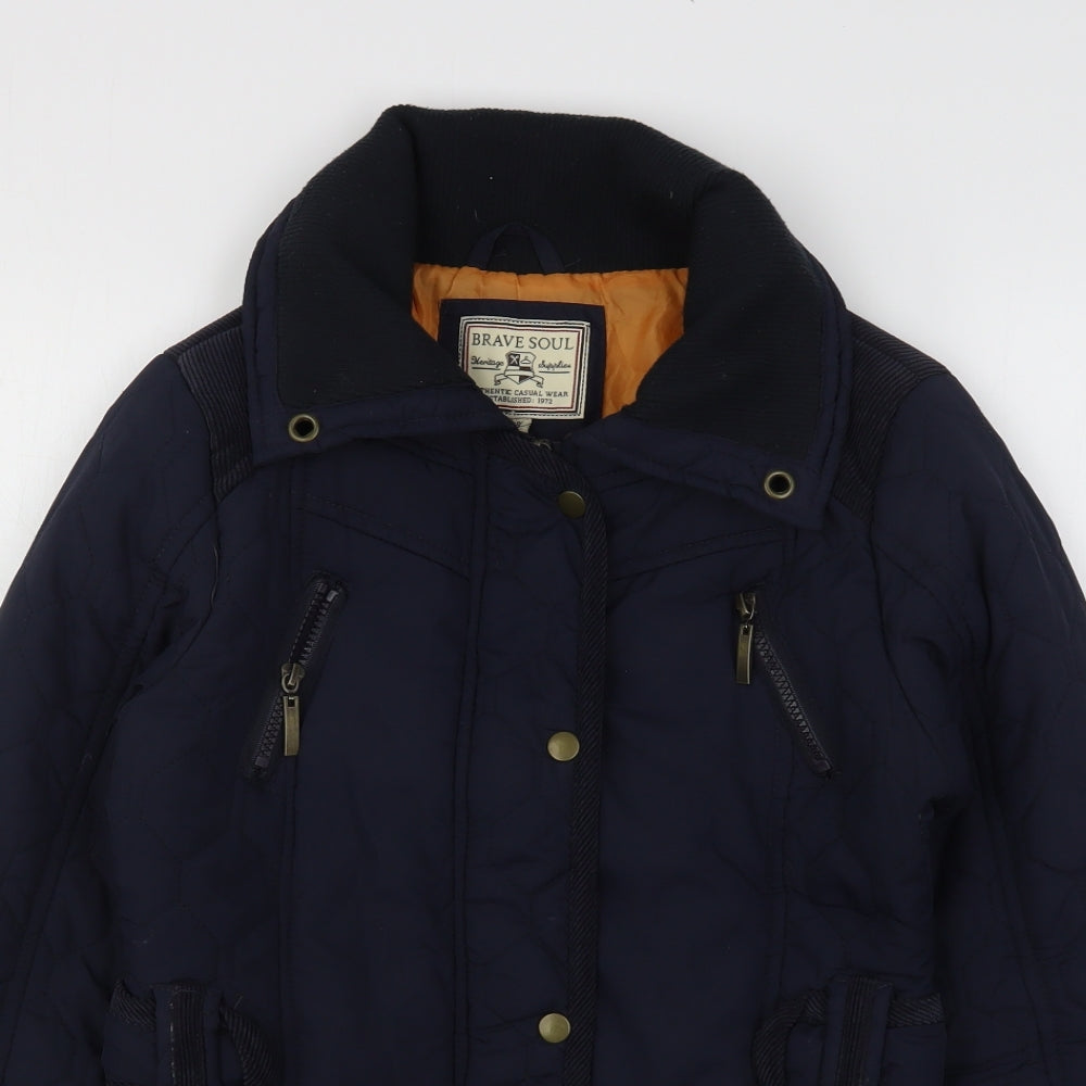 Brave Soul Womens Blue   Quilted Coat Size 8