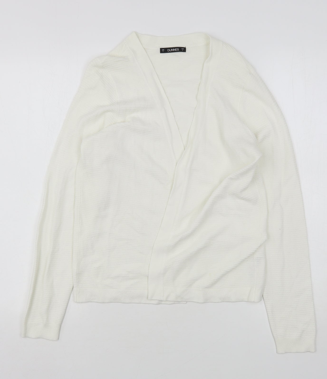 Dunnes Stores Womens White V-Neck  Viscose Cardigan Jumper Size S