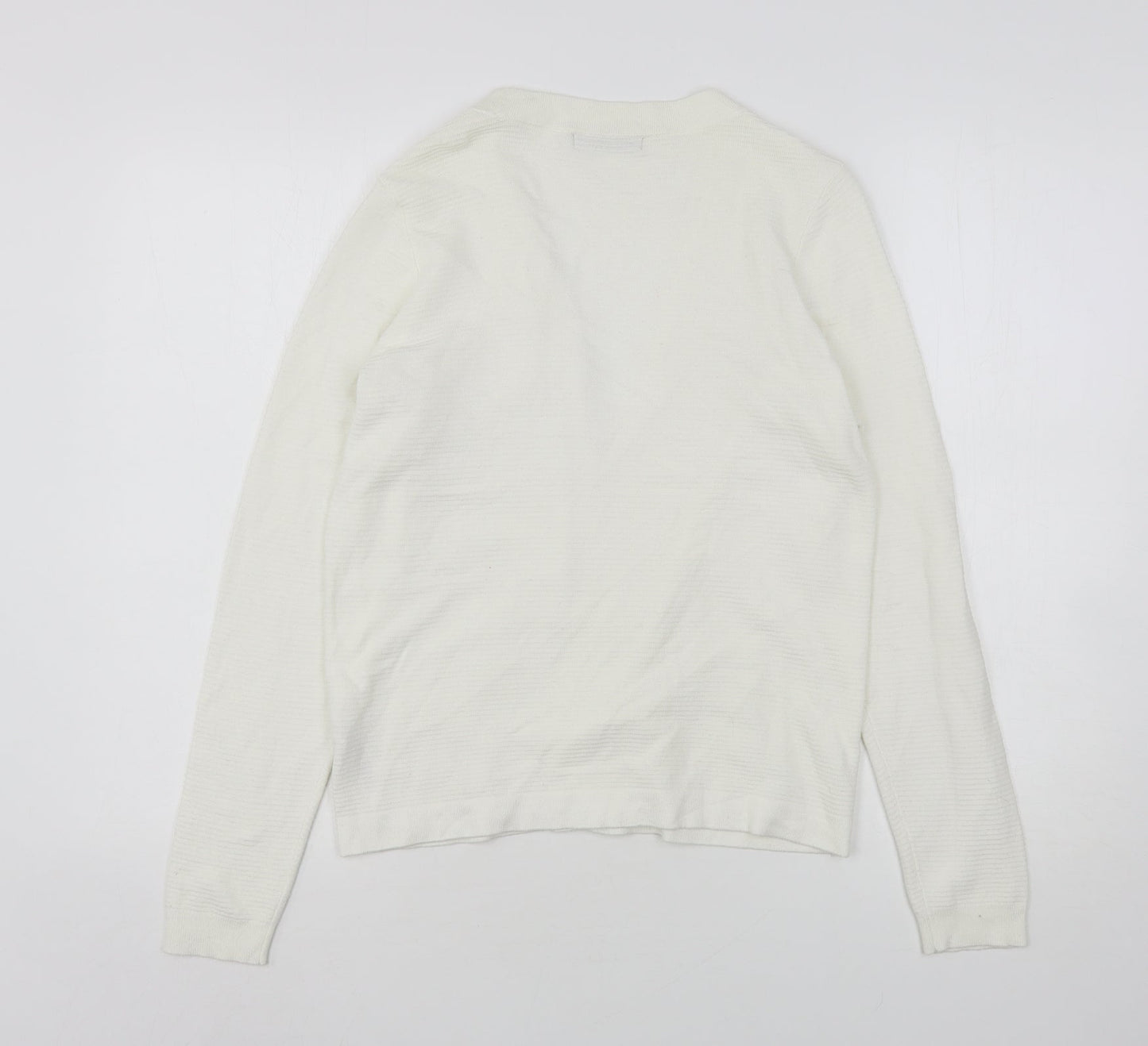 Dunnes Stores Womens White V-Neck  Viscose Cardigan Jumper Size S