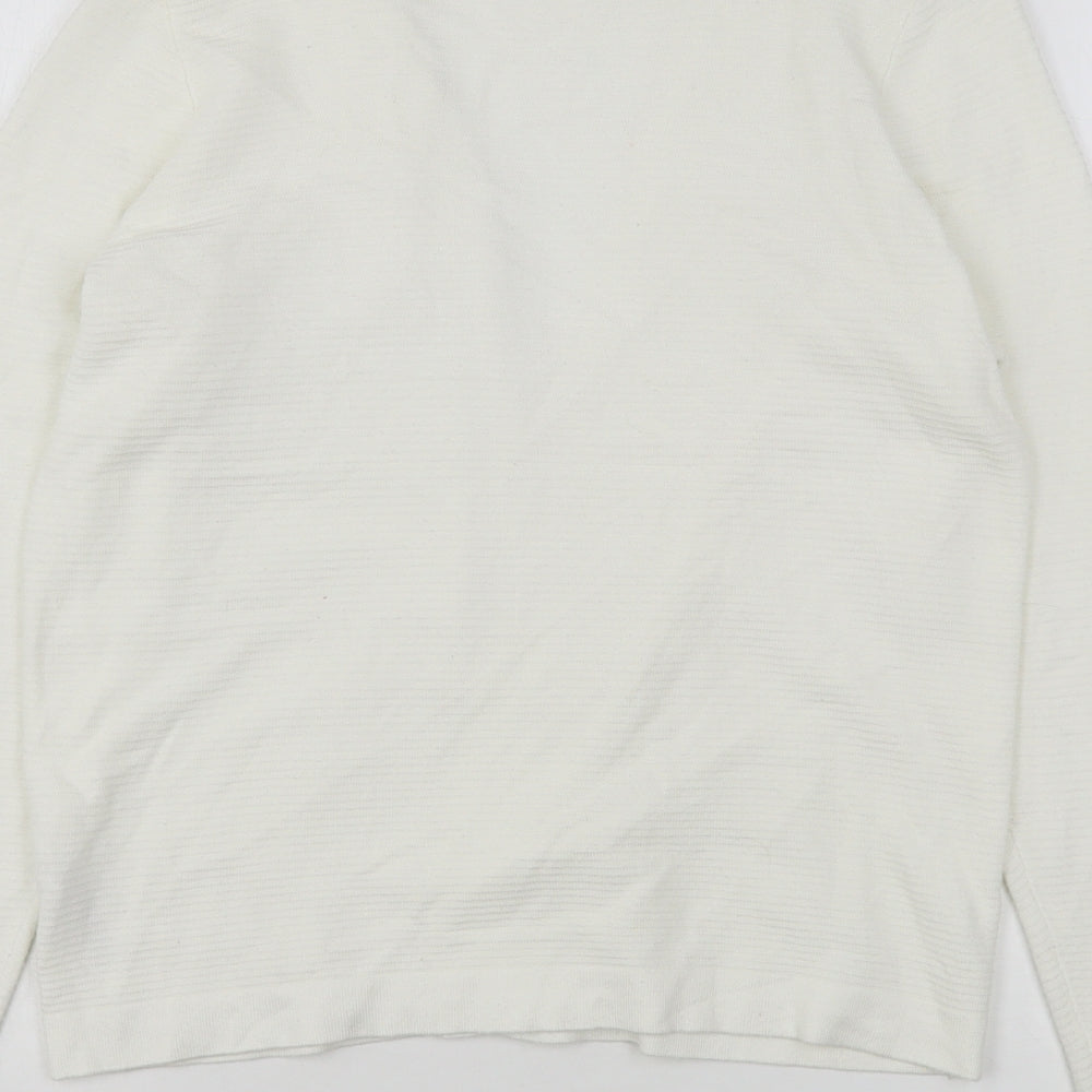 Dunnes Stores Womens White V-Neck  Viscose Cardigan Jumper Size S