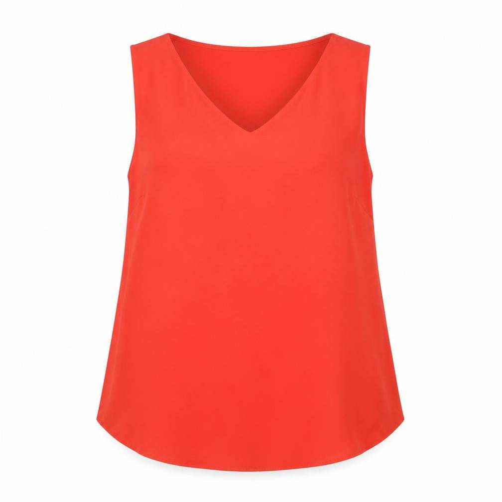 Dunnes Stores Womens Red  Polyester Basic Blouse Size 10 V-Neck