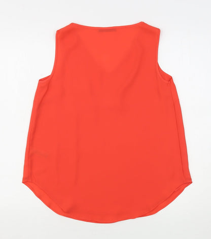 Dunnes Womens Red  Polyester Basic Blouse Size 10 V-Neck