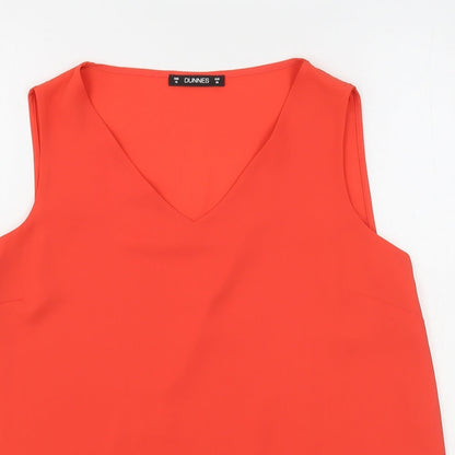 Dunnes Womens Red  Polyester Basic Blouse Size 10 V-Neck