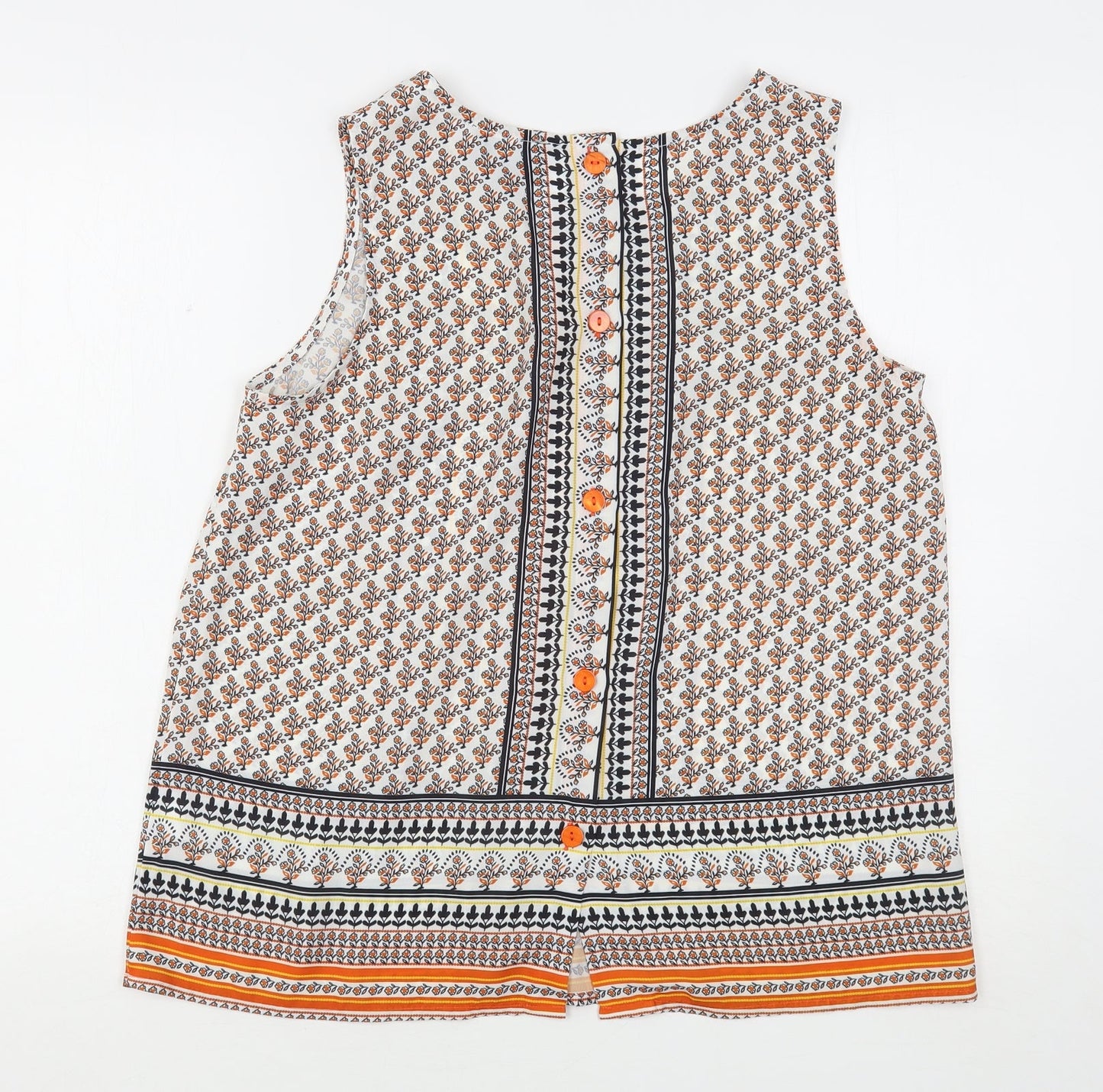 Cynthia Rowley Womens Multicoloured Floral Polyester Basic Blouse Size M Round Neck