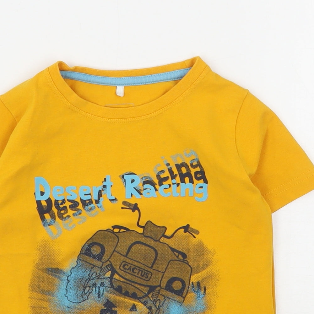 name it Boys Orange  Cotton Basic T-Shirt Size 4 Years Round Neck