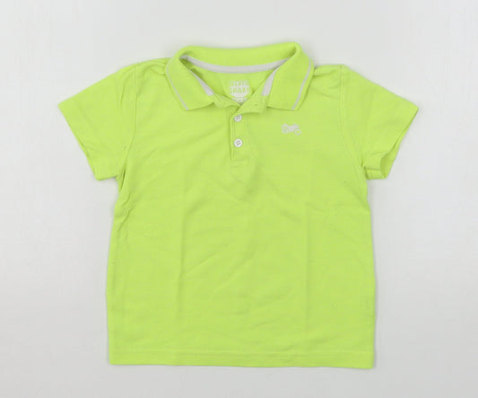 F&F Boys Green  Cotton Basic Polo Size 2-3 Years Collared