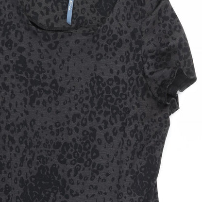 Peacocks Womens Grey Animal Print Polyester Shift  Size 14  Boat Neck Pullover