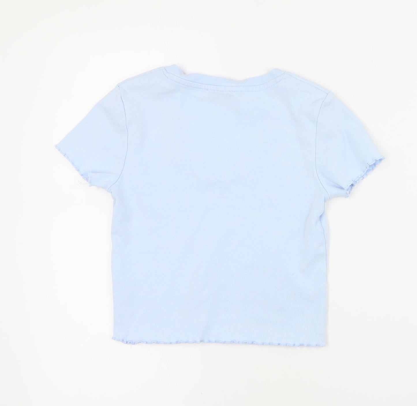 FB Sister Womens Blue  Cotton Cropped T-Shirt Size 2XS V-Neck