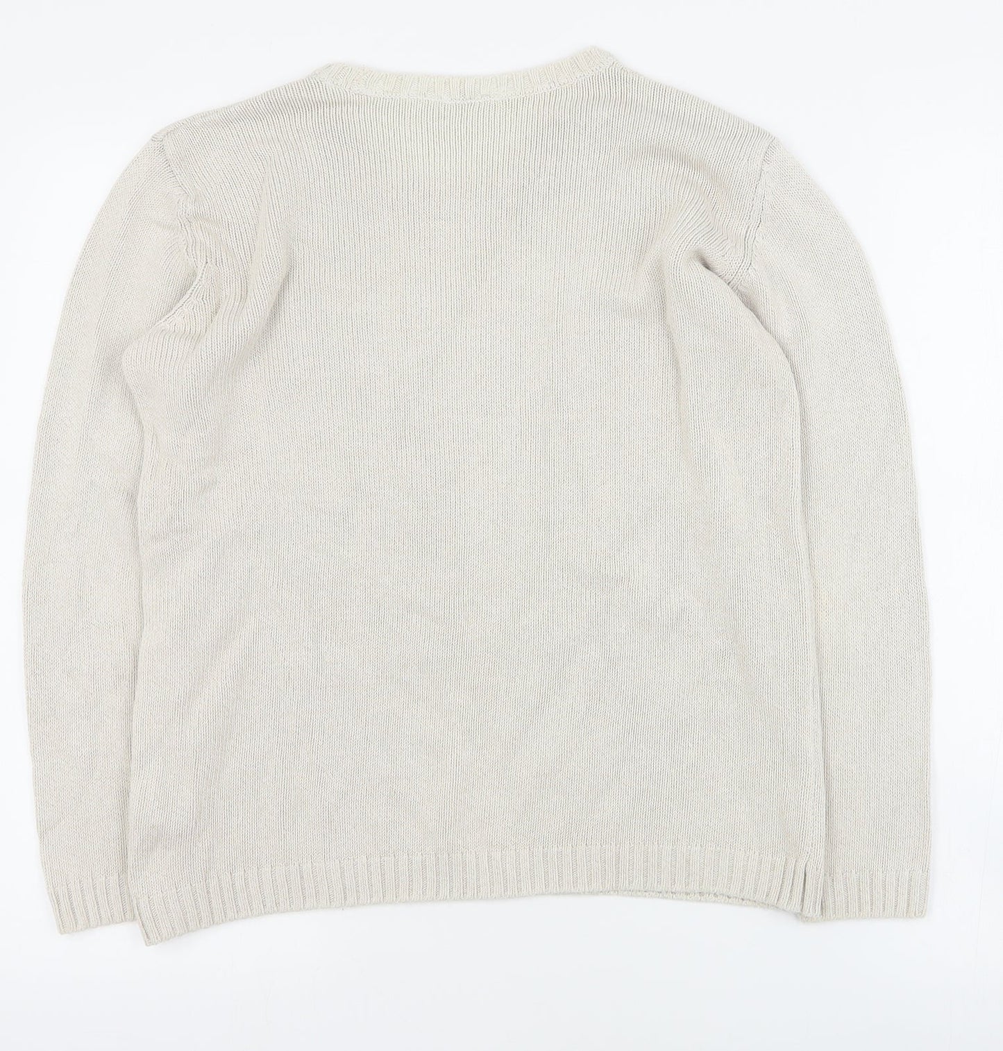 Marks and Spencer Womens Beige Round Neck  Cotton Pullover Jumper Size 10